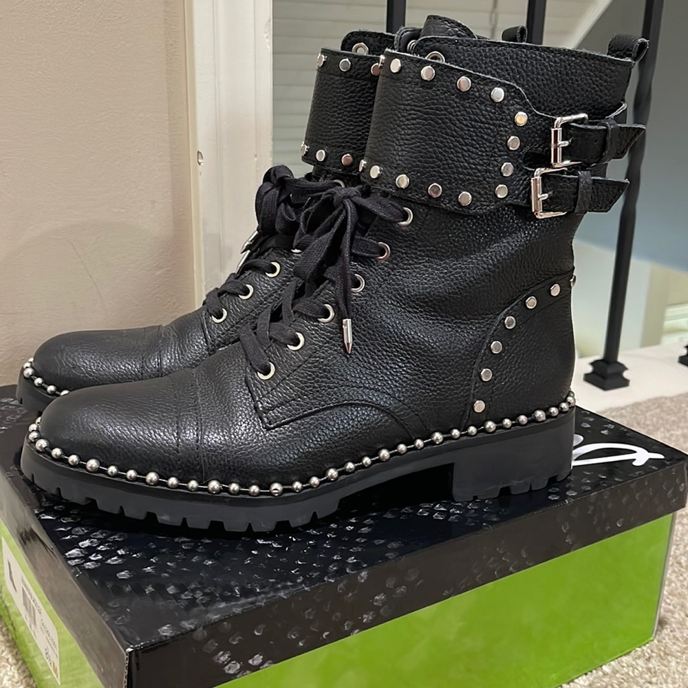 Sam Edelman Jennifer black leather combat boots